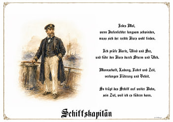 Schiffskapitän – Zunftbild mit Gedicht
