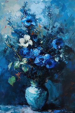 Dynamiques bleues | Art floral moderne sur Blikvanger Schilderijen