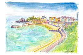 Schemering in de haven van Tenby aan de kust van Pembrokeshire van Markus Bleichner