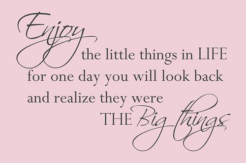 Enjoy the little things – Typografie Kunst – Lichtroze