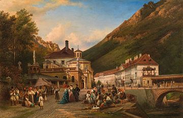 Elias van Bommel, De grote markt in Herkulesbad, 1878 van Atelier Liesjes