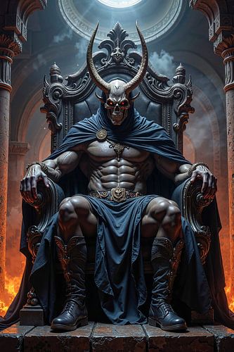 Dark Fantasy Wandbild: OBSIDRON – Der Dämon auf dem Thron der Unterwelt