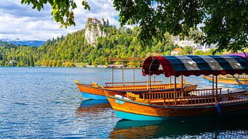 Traditionelles Boot auf dem Bleder See, Slowenien von Jessica Lokker