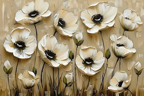 Abstracte minimalistische bloemen in sepia kleuren