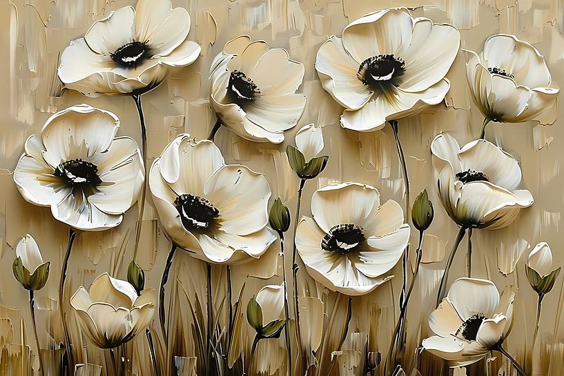 Fleurs abstraites minimalistes en couleurs sépia par Art & Soul Creations