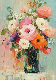 Bouquet de fleurs multicolores dans un vase