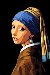 Meisje met de parel, geschilderd in vectorstijl