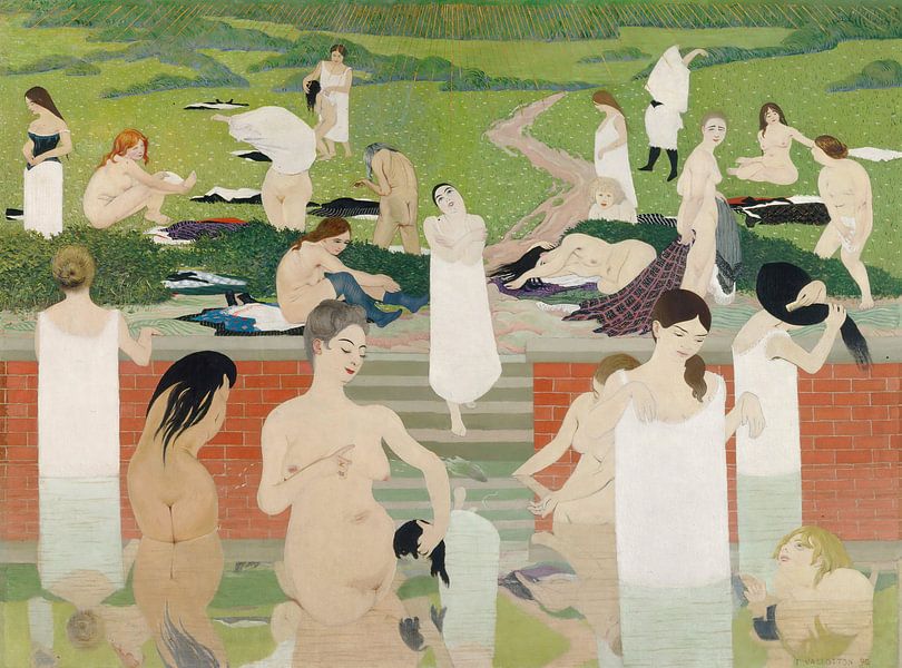 Félix Vallotton-The bath.Summer evening by finemasterpiece