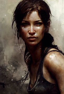 Portret van Lara Croft van Maarten Knops