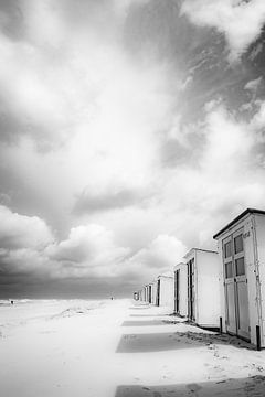 Strandhuisjes op het waddeneiland Texel.