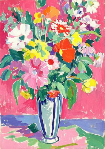 A colourful bouquet of flowers in a vase