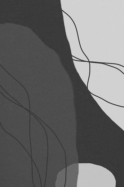 Formes modernes abstraites et minimalistes en noir et blanc II par Dina Dankers