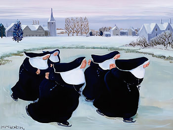 Nonnen die samen schaatsen