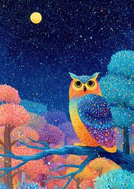Colourful owl in the enchanted forest by Niklas Maximilian