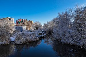 Blick über die Warnow auf die Hansestadt Rostock im Winter