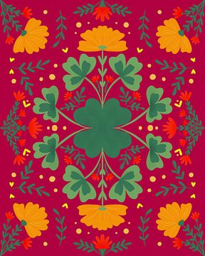 Klavers en takken - rood