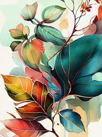 Watercolor nature leaves art by JBJart Justyna Jaszke