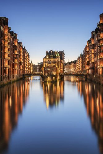 Speicherstadt Hamburg at blue hour by Robin Oelschlegel