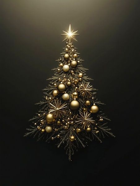Luxury golden Christmas tree with elegant festive details by But First Framing