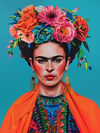Floral Frida portrait by haroulita