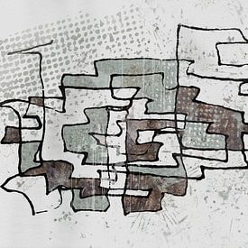 Abstract kunstwerk in mintgroen en bruin van Emiel de Lange
