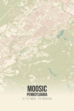 Carte ancienne de Moosic (Pennsylvanie), USA. sur Rezona