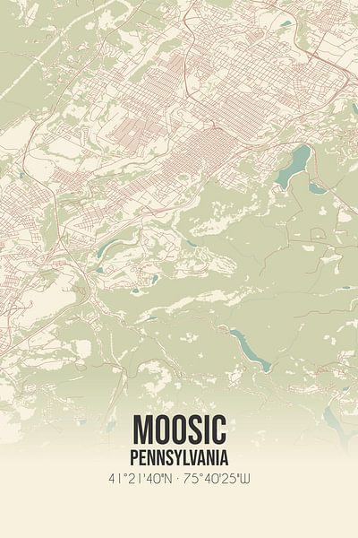 Carte ancienne de Moosic (Pennsylvanie), USA. par Affiches de lieux