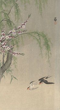 Ohara Koson - Swallows in flight (1900-1930) by Peter Balan