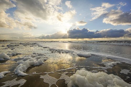 Zeeschuim aan de kust