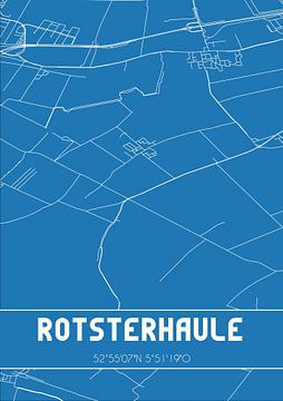 Blauwdruk | Landkaart | Rotsterhaule (Fryslan) van Rezona