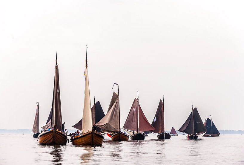 Botters op het water in volle zeilen by Brian Morgan