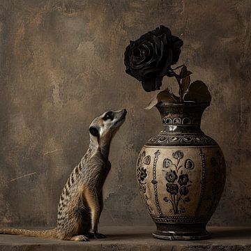 Rencontre séparée - Le suricate et la rose noire sur Karina Brouwer