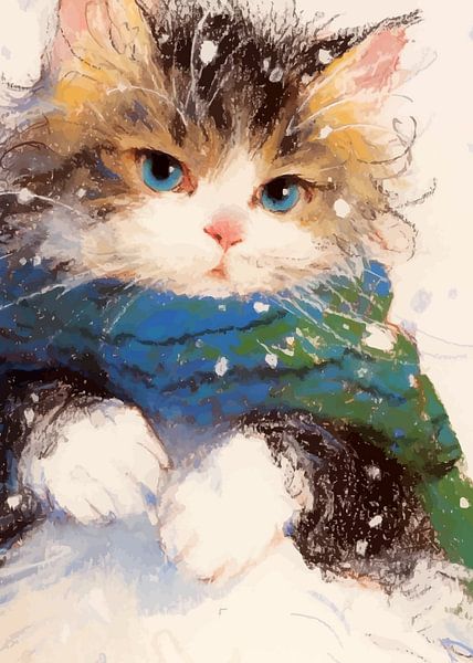 Cat using Green Scarf by MIROKKU