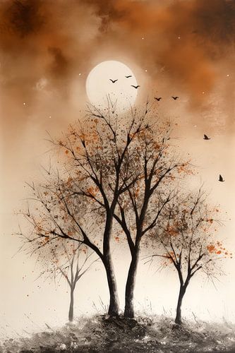 Modern Abstract Schilderij Zonsondergang