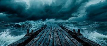 Storm over de pier - Dramatisch van Poster Art Shop