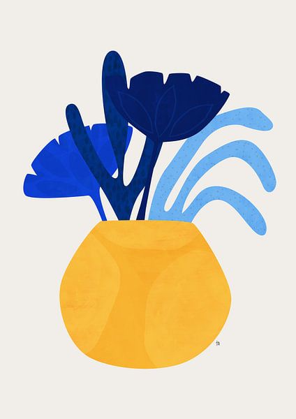 Blue Plant Yellow Pot by Tracie Andrews