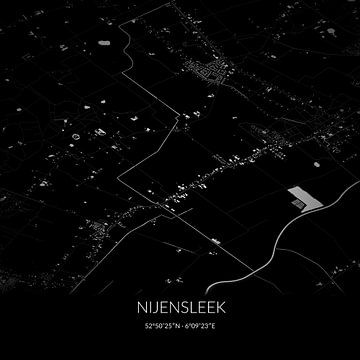 Schwarz-weiße Karte von Nijensleek, Drenthe. von Rezona