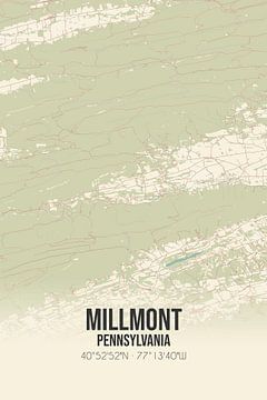 Carte ancienne de Millmont (Pennsylvanie), USA. sur Rezona