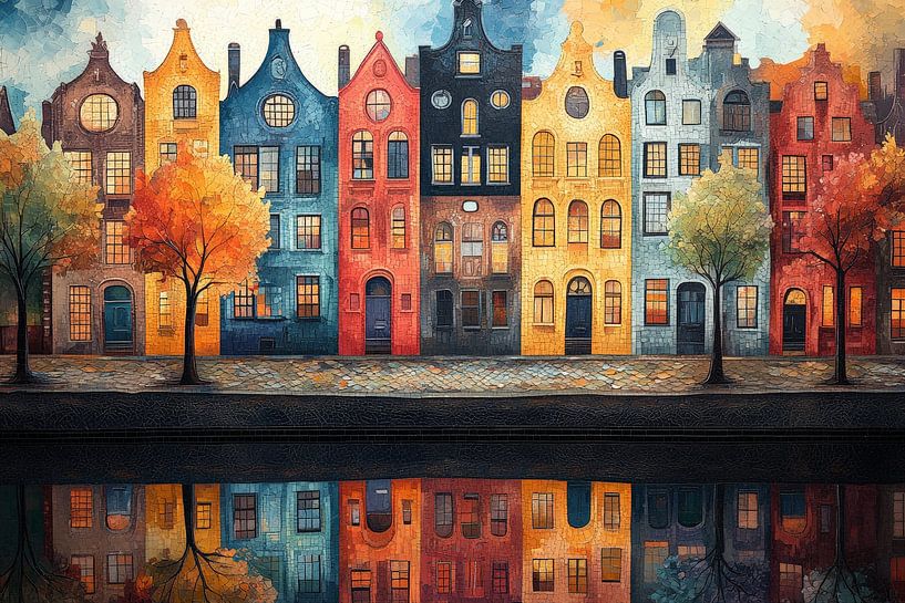 Nächtliches Kanal-Stadtbild von Lufy