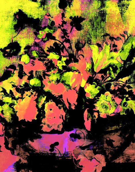 Expressionistisch Boeket Po Art Geel van FRESH Fine Art