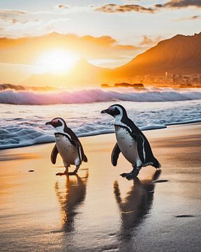 Penguins on the beach by fernlichtsicht
