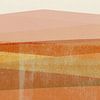 Paysage abstrait minimaliste en rose, moutarde, orange, terracotta sur Art minimaliste abstrait