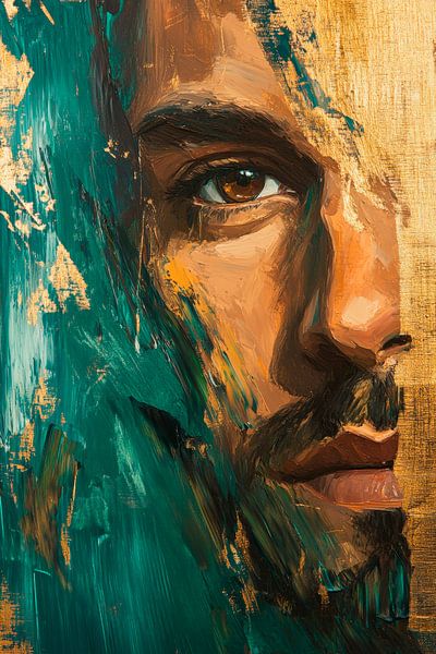 Artistic portrait with golden accents by Poster Art Shop