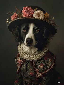 dog in Victorian dress