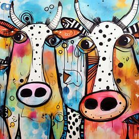 Vaches colorées sur Jacky