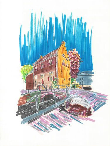 Rathaus von Doesburg – Architektonische Skizze