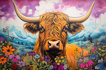 L'élégance des contrastes : le majestueux Highland Cattle en fusion urbaine sur Peter Balan