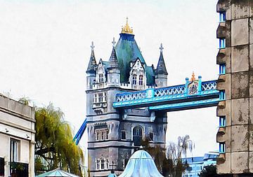 Tower Bridge gezien vanaf St Katharine Docks van Dorothy Berry-Lound