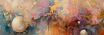 Abstract Schilderij | Golden Whispers van Kunst Kriebels