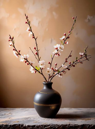 Blooming cherry blossom branches